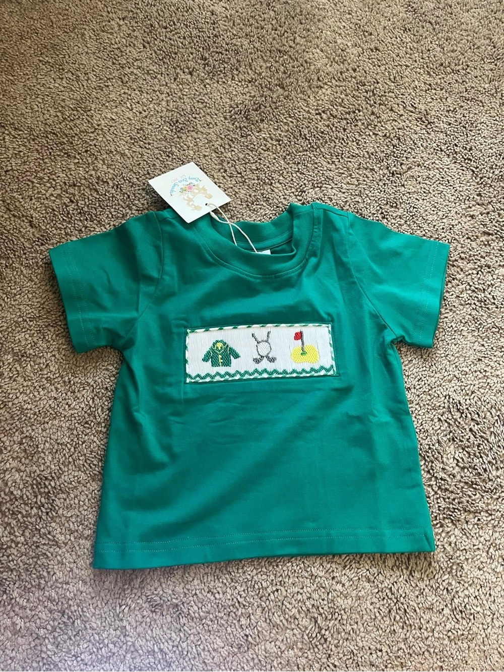 Green Short-Sleeve Kids' Golf Appliqué Tee